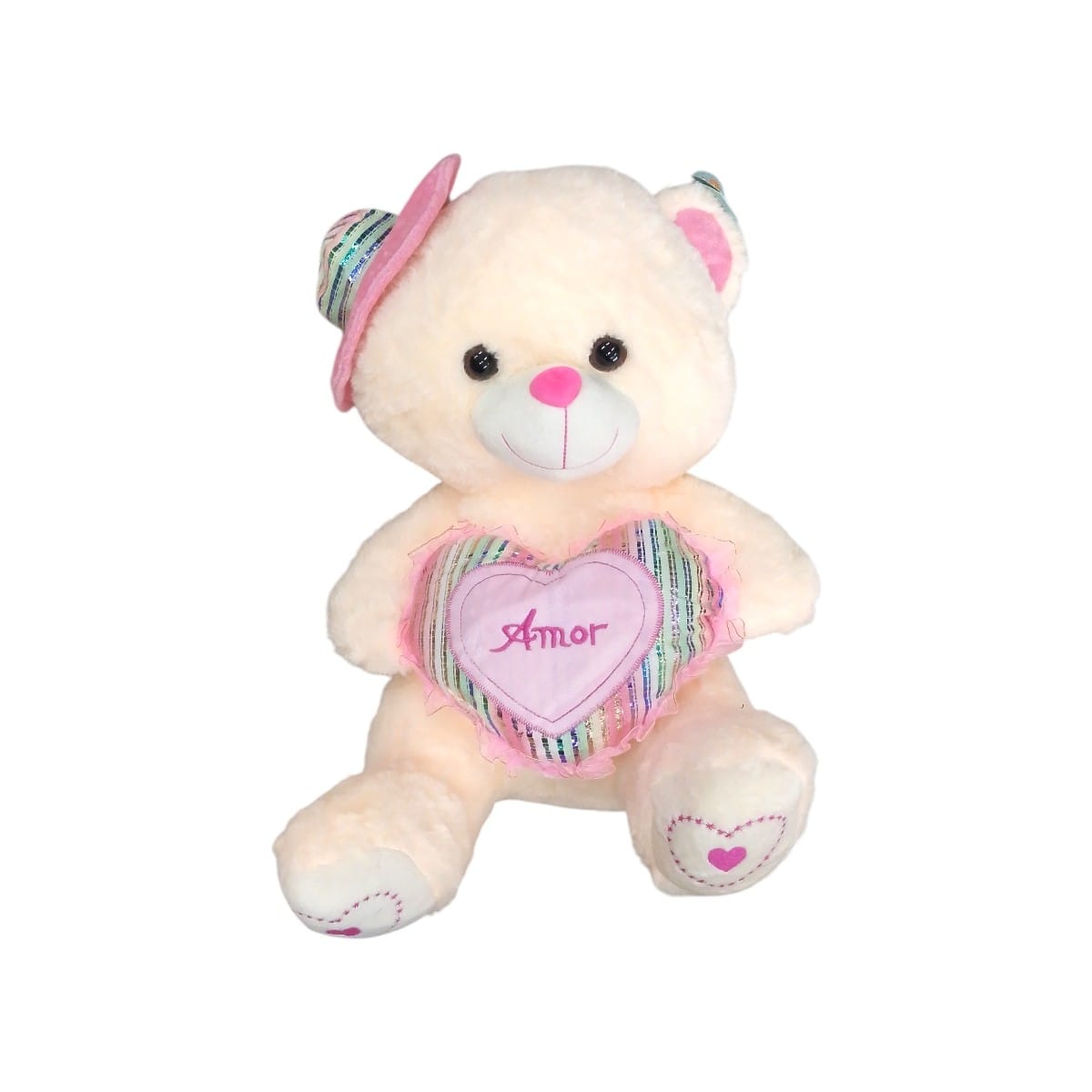 7302-2|42.5 Oso Con Sombrero Y Corazon 40cm ROSA