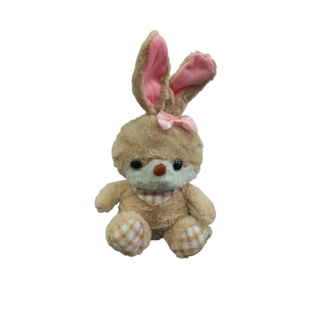 tj109|14.2 Conejo Babero cuadros 20cm CAFE