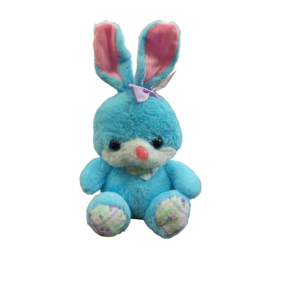 tj109|14.2 Conejo Babero cuadros 20cm  AZUL