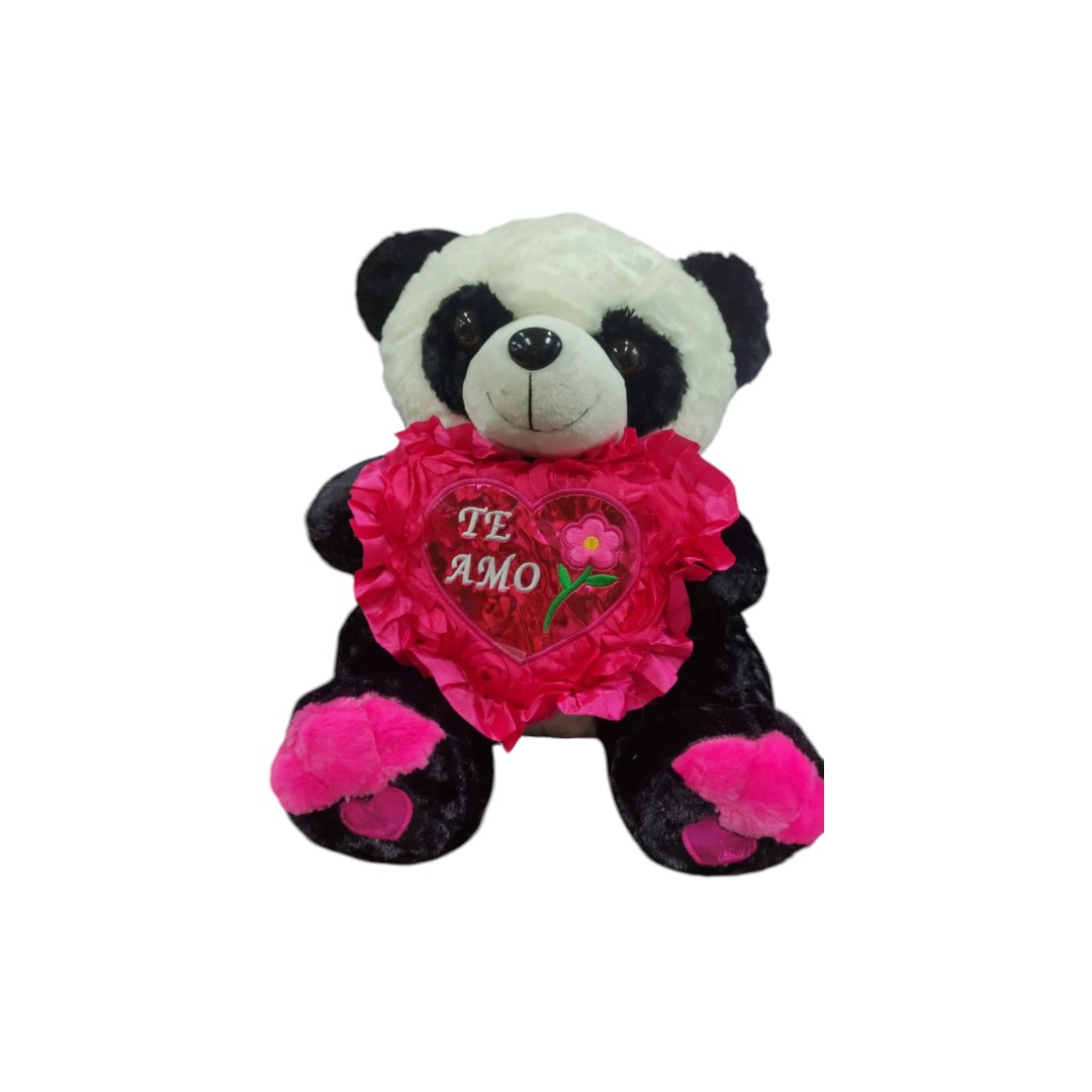 cj-7057-2|39.9 Panda corazones en rosas 40cm ROSA