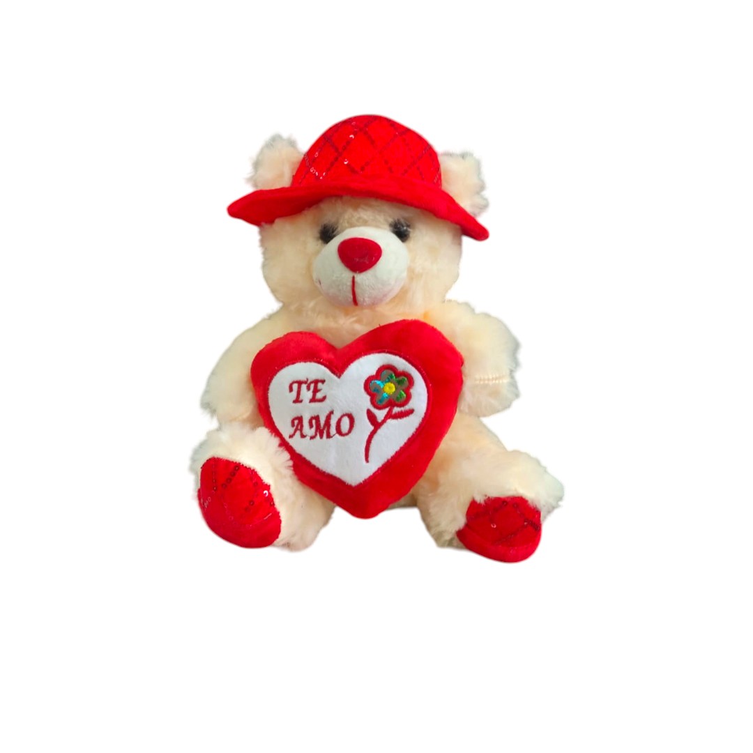 cj-7060-1|18.4 Osita pava te amo flor  25cm ROJO